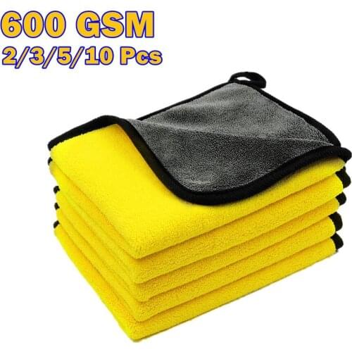 2/3/5/10 Pcs Car Wash Microfiber Towel 600 GSM Thick Soft Drying Cleaning Towel Cloth Detailing Care Absorbent