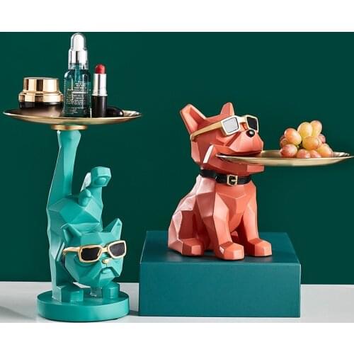 Nordic Style Simple Modern Bulldog Tray Desktop Key Storage Furnishings Home Decoration Accessories Cabinet Lovely Dog Ornaments