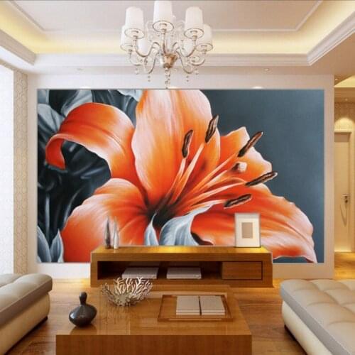 Drop Shipping Photo Wallpaper Beautiful Perfume Lily Oil Painting Background Wallpaper Living Room Decoration Custom Murals