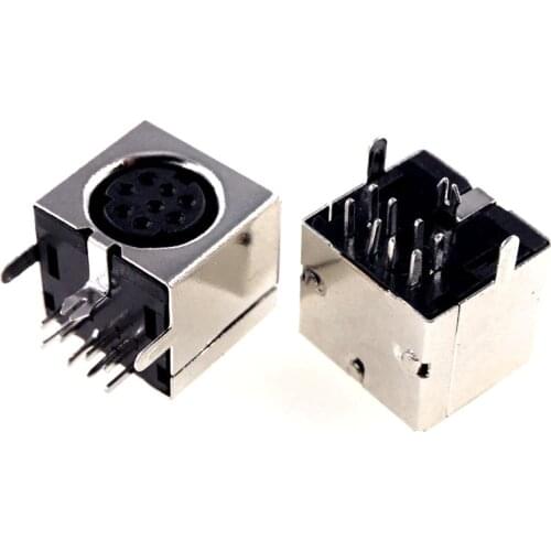 10 pcs S-video 8 Pin Mini Din Socket Connector shield Right Angle through hole Mini Circular DIN Receptacle Socket