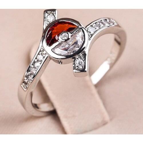 Luxury Two Tone Red White Rhinestone Rings Minimalist Micro Paved CZ Stone Rings For Women Wedding Party Jewelry Gift B4M152