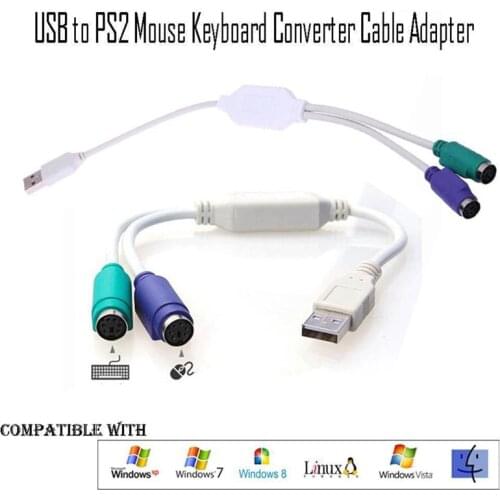 USB To PS2 USB-To-PS2 Computer Keyboard And Mouse Adapter Connection Y Cable Cord