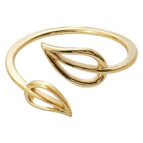 Pop Double Leaf Knuckle Rings For Women Bague Femme Bridesmaid Gifts Rose Gold Color Simple Adjustable Toe Rings Men Jewelry