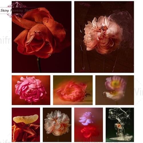 Vintage 5D DIY Diamond Painting Flowers Cross Stitch Kit Mosaic Handmade Abstract Full Diamond Embroidery Retro Wall Decoration