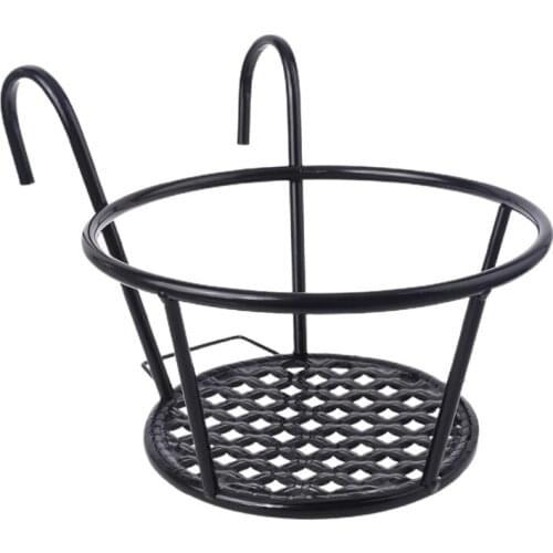 Y1UU Balcony Hanging Flowerpot Plant Creative Iron Racks Outdoor Window Round Shape