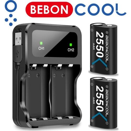 Charger for Xbox One Battery Pack,BEBONCOOL 2x2550 mAh Rechargeable Charger Kit for Xbox One Controller Battery