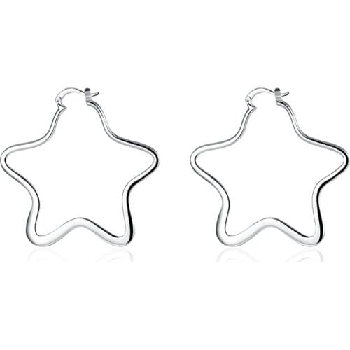 New Arrival Silver Plated Earrings Five-pointed star dangle earrings silver plated wedding jewelry for women drop earrings gift
