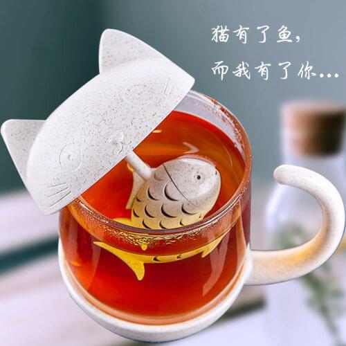 1PCS Meow Mai Xiang Cartoon Glass Filter Cup Wukong Creative Tea Cup Bubble Tea Cup Kawaii Bottle Mugs Coffee Cups