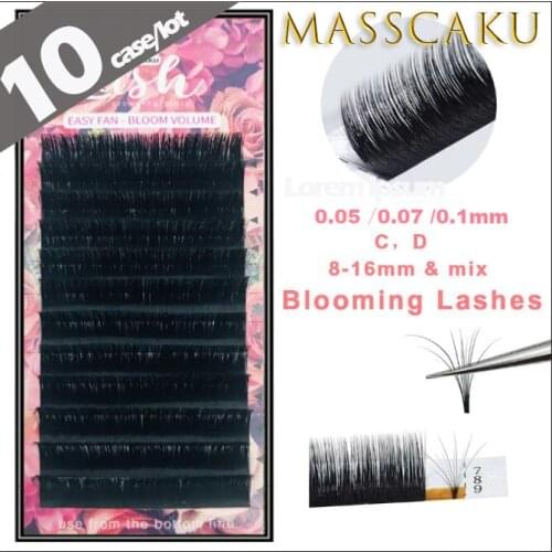 10 Cases/Lot Easy Fanning Blooming Automatic Flowering Eyelash Faux Mink Make Fan Russian Volume Silk Lashes Make Up Cilia