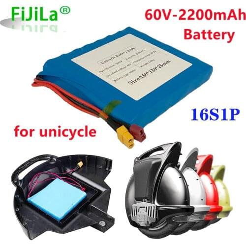 100% Original 16s1p 60V 132wh lithium ion rechargeable battery 2200mAh for electric unicycle electric scooter and electric Banks