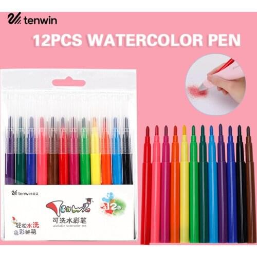 12pcs Washable Water-color Paint Pens Airbrush Color Pen Refills Marker Set for Electric Spray Pen Marker Sprayer Art Supplies
