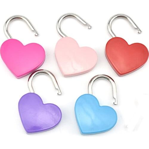 500 Pcs/lot Small Metal Heart Shaped Padlock Mini Lock with Key for Jewelry Storage Box Diary Book Pink Rose Red Bronze Silver