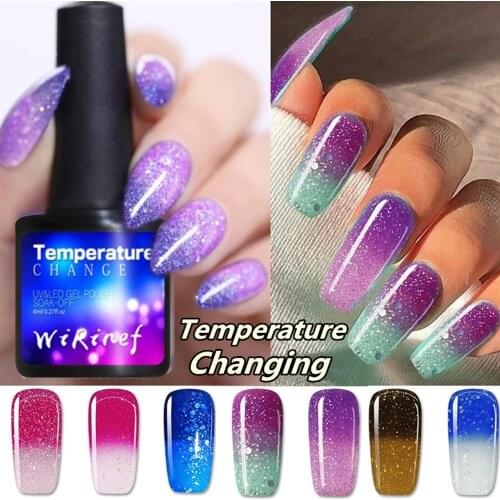 8ml Thermal Nail Polish Glitter Temperature Color Changing Water-based Manicure Varnish Shinny Shimmer Nail Lacquerfashion