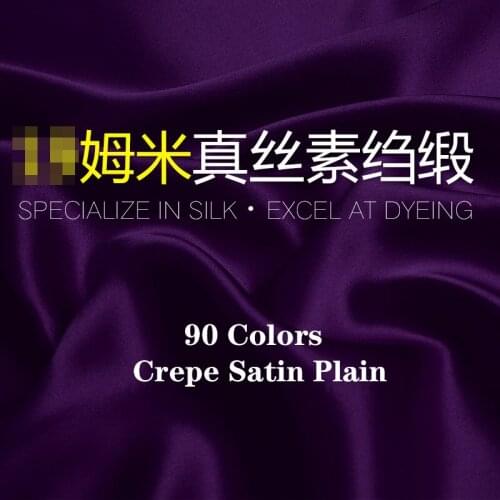 90 Colors 100% Silk Crepe Satin Plain Fabric for Dress High Quality Cloth Diy Sewing for Cheongsam Free Shipping Summer&Autumn