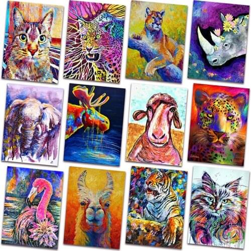 5D DIY Diamond painting Cross Animal dog cat Full Round Diamond mosaic Diamond embroidery Lion Colorful deer