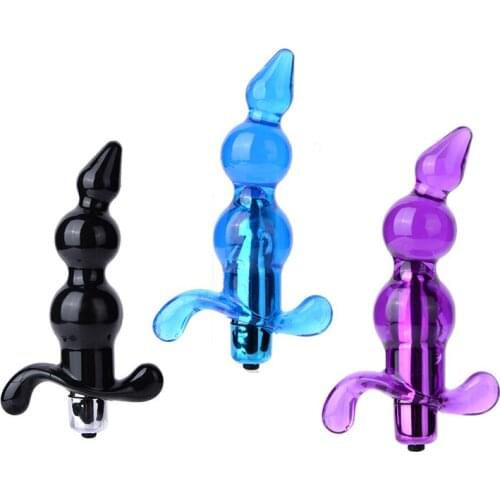 Silicone Anal Vibrator 3 Beads Smooth Butt Plug Vibration Prostate Massage for man Gay Adult Sex Toys For Women