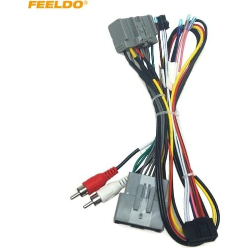 FEELDO Car Audio CD/DVD Player 16PIN Android Power Cable Adapter For Land Rover Freelander II Radio Wiring Harness #HQ6511