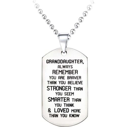 FOXCRAFT Stainless Steel Jewelry Family Eternal Love Pendant Necklace Army ID Tag Collar Koyle Custom Name Letter Any words