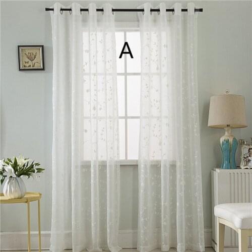 Jinyahome 1Pc 30% Shading Embroidery Tulle Yarn Voile Curtain Sheer Window Sliding Door Living Room Window Slidingdoor 1056