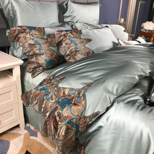 Egyptian Cotton Bedding Set Luxury 4Pcs Bed Cover Lace Edge Princess Duvet Cover Set Bed Linen Euro Pillowcase