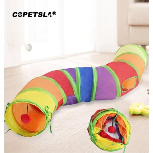 Copetsla 3 Holes Cat Tunnel Toy Foldable Cat Toy Indoor Outdoor Pet Cat Training Toy for Kitty Puppy Rabbit Cat Play Toys Tube