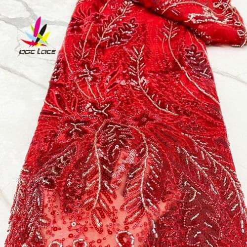 Luxury Groom Beads Lace Handmade Fabric French Wedding Dress Latest Nigeria Cotton Embroidery White Good Price With Stones New