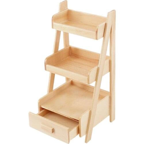 1:12 Scale Dollhouse Wood Shelf Flower Stand Mini Doll House Handmade Furniture Model Toys