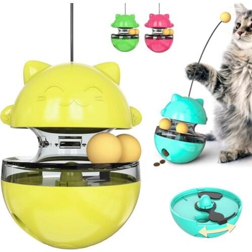Cute Pet Cat Slow Food Toys Tumbler Leakage Food Ball Food Container Dispenser Cat Self Teaser Toys