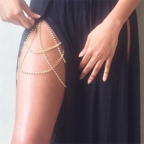 Fashion Multi-layer Rhinestones Beautiful Legs Jewelry Shiny Crystal Sexy Women Nightclub Party Body Chain Jewelry Accessories