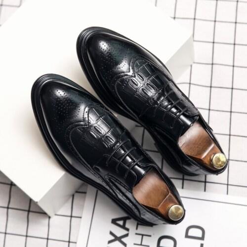 Breathable Oxford Mens Comfortable Dress Shoes Mens Formal Business Lace-up Leather Shoes Mens Formal Wedding Banquet Shoes
