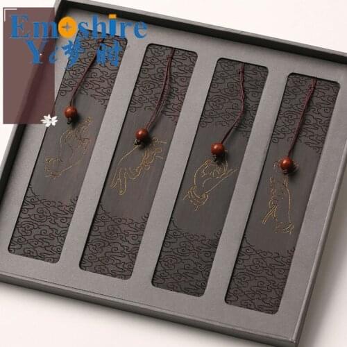 Redwood Bookmarks Set Creative Gifts Chinese Wood Crafts Retro Wooden Bookmarks DIY Custom Stationery Logo M069