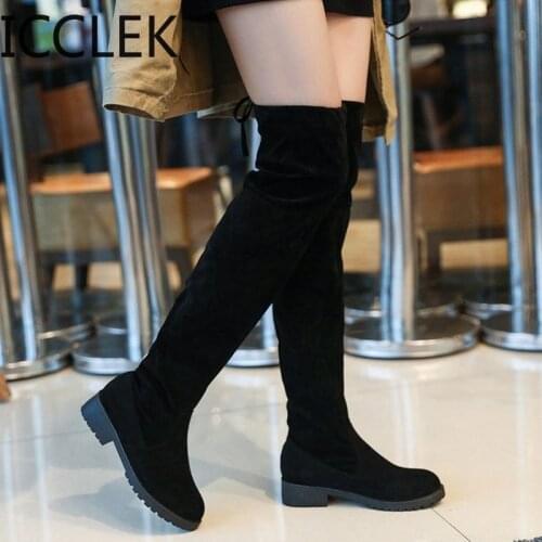 2020 Burst Winter New European and American Boots Thin Than Knee High Roller Womens Stretch Boots Cotton Roller Boots A211
