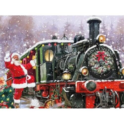 NEW Cartoon 5D Diamond Painting Christmas Full Square Rhinestone DIY Diamond Mosaic Santa Claus Train Embroidery Home Decor