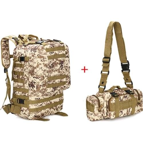 Battlefield Hunting Bags 55L 4 in 1 Molle 600D Military Backpack Mountaineering Bag Tactical Camouflage Rucksack SWAT Paintball