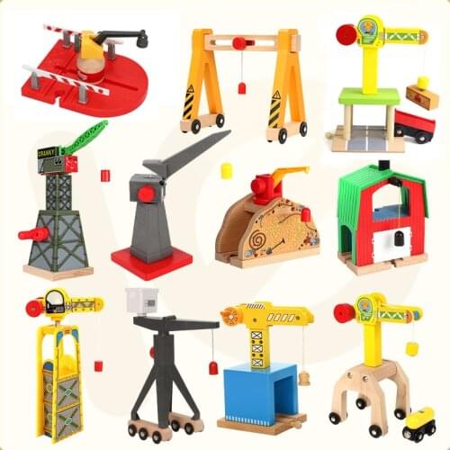 Hanging Tower Train Track Accessories Magnetic Stroller Game Scene Decoration Track Toy Compatible with Train Wooden
