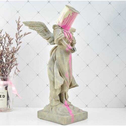 Cool Nordic Pour The Paint Iron Bucket Angel Sculpture Ornaments Statue Home Decoration Accessories Resin Crafts gift Figurine