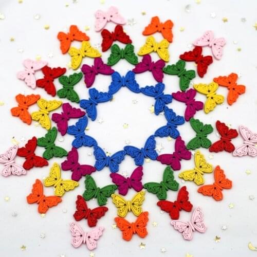 Colorful Cartoon Butterfly Printing Wooden Button Handicraft Children Gift DIY Home Kindergarten Clothing Decoration Accessories