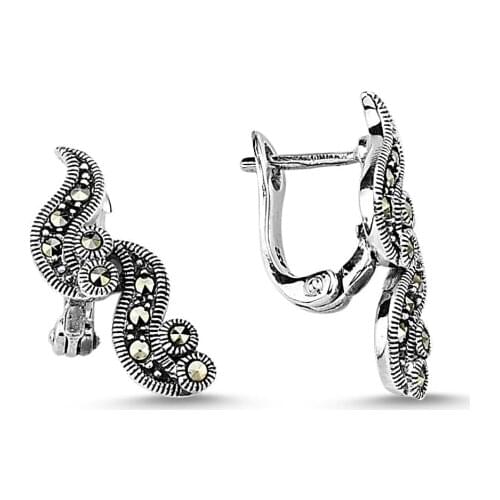 Silver 925 Sterling Marcasite Earrings