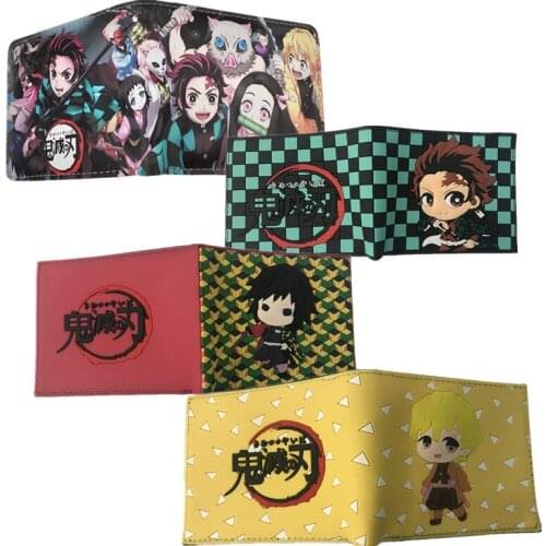 Demon Slayer Folding Wallet Kimetsu no Yaiba Printed Short Wallet PU Leather Coin Purse Holders Wallet Card Bag Birthday Gift