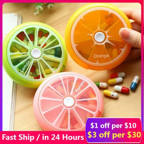 Weekly Rotating Pill Box Case Splitter Tablet Storage Organizer Medicine 7 Day Pill Container For Travel