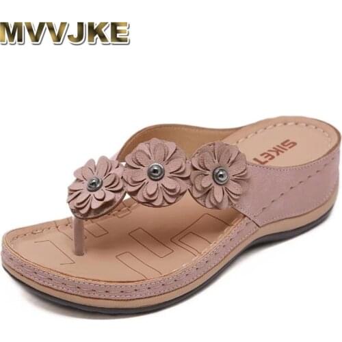 MVVJKE platform Slippers Women Terlik Woman Slip On Sandals Flower Flat flip flops Summer Sliders Espadrille Shoes Chanclas De