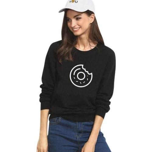 Woman Hoodies Harajuku Sweatshirt O-neck Female Tracksuit Round Neck Hoodies Cute Donut Printing