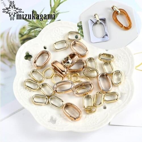 Acrylic Buckle Ribbon Golden Connectors 6pcs/lot For DIY Earrings Jewelry Making Accessories