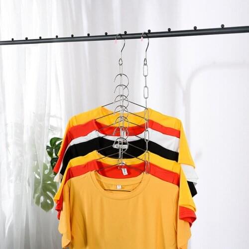 1Pcs Multifunctional Stainless Steel Magic Hanger Household Space Saving Wardrobe Storage Non-slip Hook Folding Drying Rack HOT