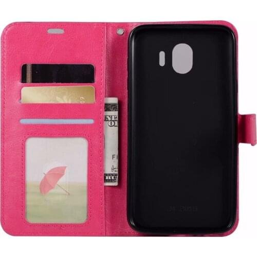 10pcs/lot free shipping for Samsung J4 2018 Soft TPU + PU Leather Crazy Horse Wallet cover Case for Samsung J6 2018