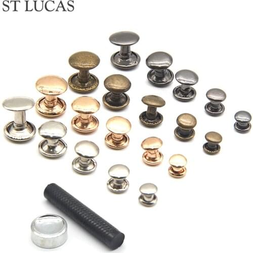 100sets/lot copper Spikes Studs Double-Sided Screw Rivets for Shoes Belt Bag crafts DIY sewing garment accessory scrapbooking