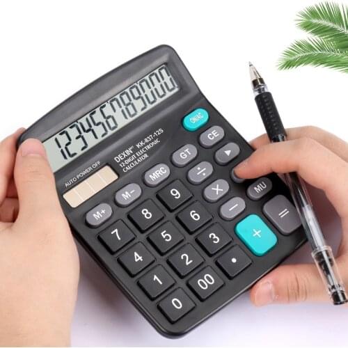 1Pcs Calculator Solar Battery Dual Power 12-Bit Digit Lcd Display Office School Multi-Function Desktop Calculator Tools