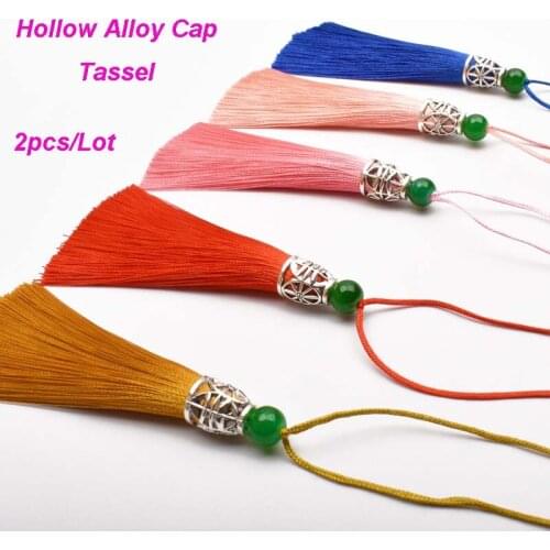 2Pcs/Lot Hollow Alloy Hat Tassels Silk Fringe flower tassel trim decorative key tassels for curtains home decoration accessories