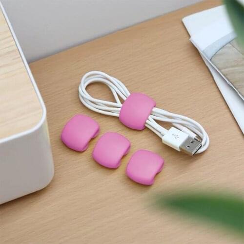 4Pcs Cable Winder Simple Round Clip USB Charger Holder Earphone Organizers Desk Neatly Solid Color Home Office Use