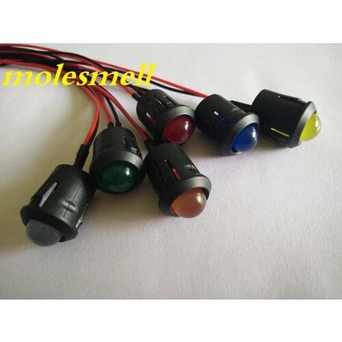 5pcs 10mm 12V DC Pre-Wired diffused LED + Plastic Bezel Holder Light red yellow blue green white orange warm white diffused